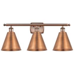 Ballston Cone 28&quot;W 3 Light Copper Bath Light With Copper Shade