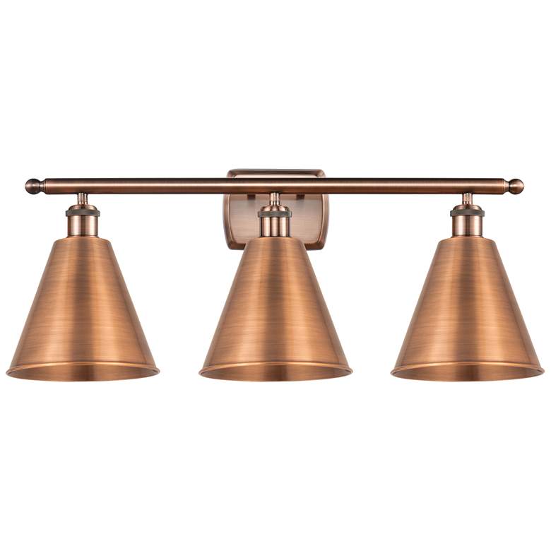Image 1 Ballston Cone 28"W 3 Light Copper Bath Light With Copper Shade