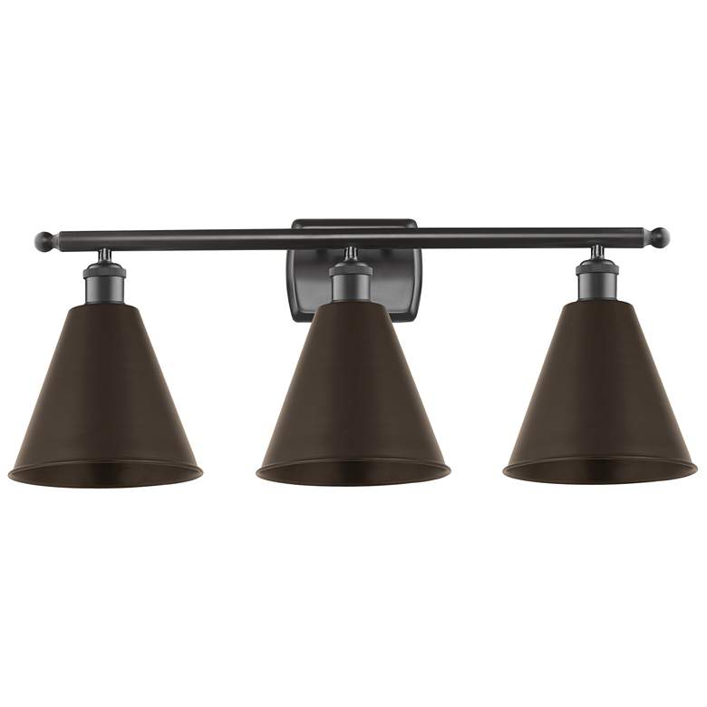 Image 1 Ballston Cone 28"W 3 Light Oil Rubbed Bronze Bath Light