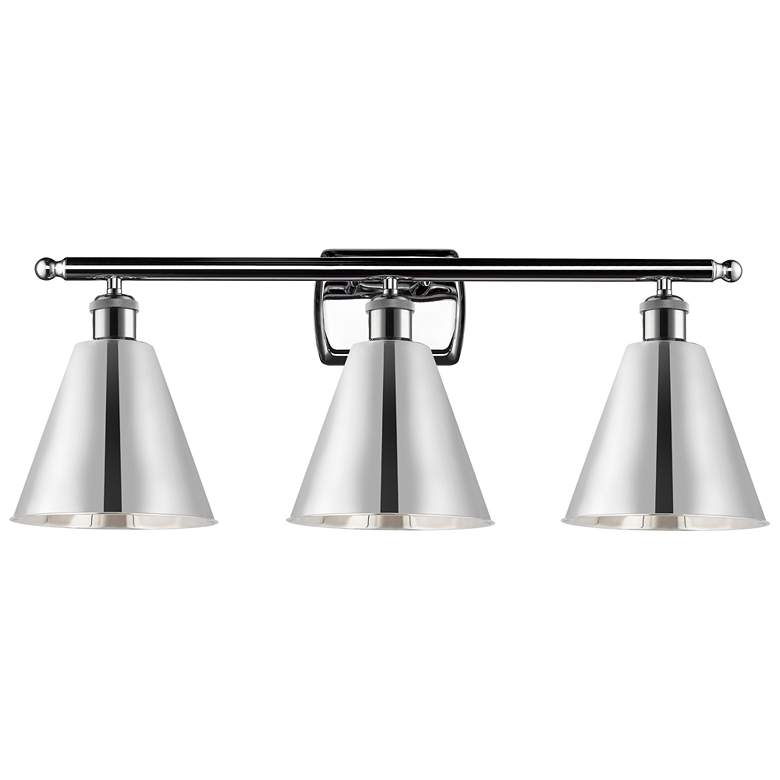 Image 1 Ballston Cone 28"W 3 Light Polished Chrome LED Bath Light