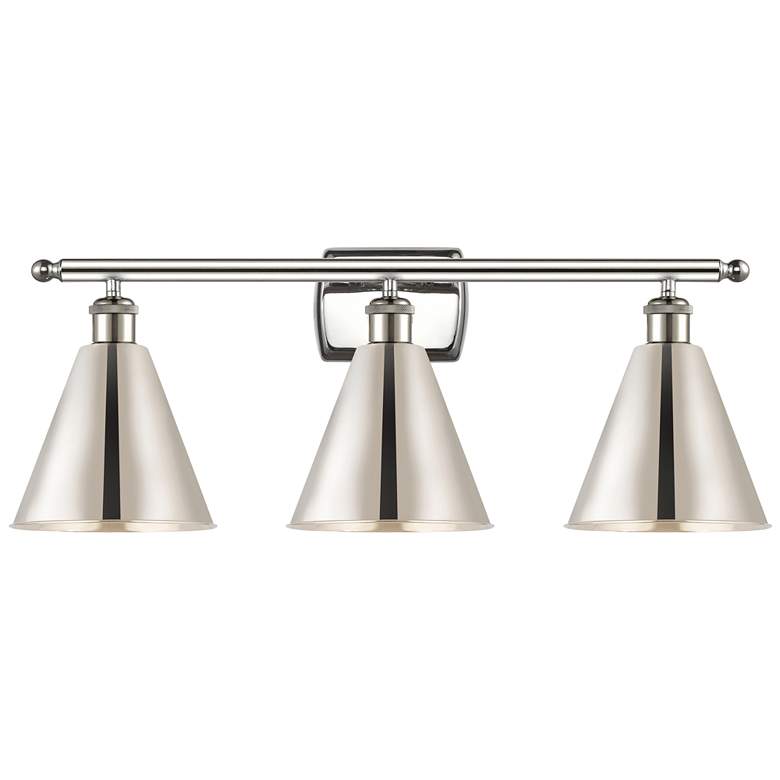 Image 1 Ballston Cone 28"W 3 Light Polished Nickel LED Bath Light