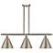 Ballston Cone 3 Light 39" Island Light - Satin Nickel - Satin Nickel