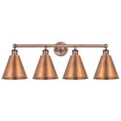 Ballston Cone 35&quot;W 4 Light Copper Bath Light With Copper Shade
