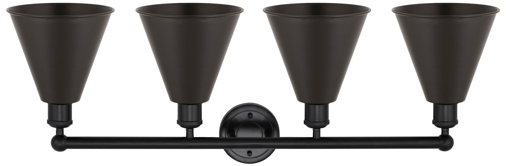 Image 2 Ballston Cone 35"W 4 Light Matte Black Bath Vanity Light With Black Sh more views