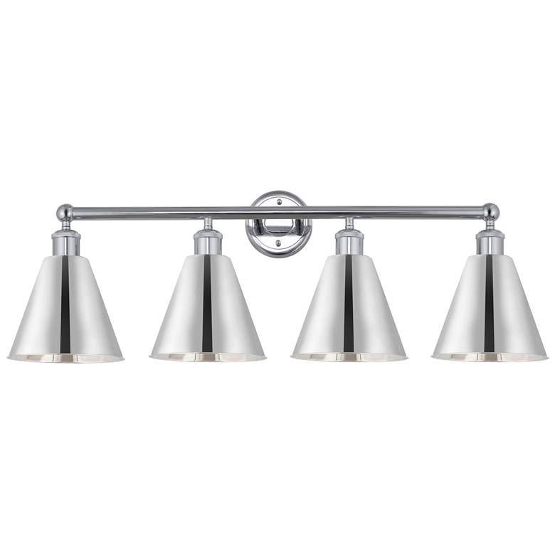 Image 1 Ballston Cone 35"W 4 Light Polished Chrome Bath Light