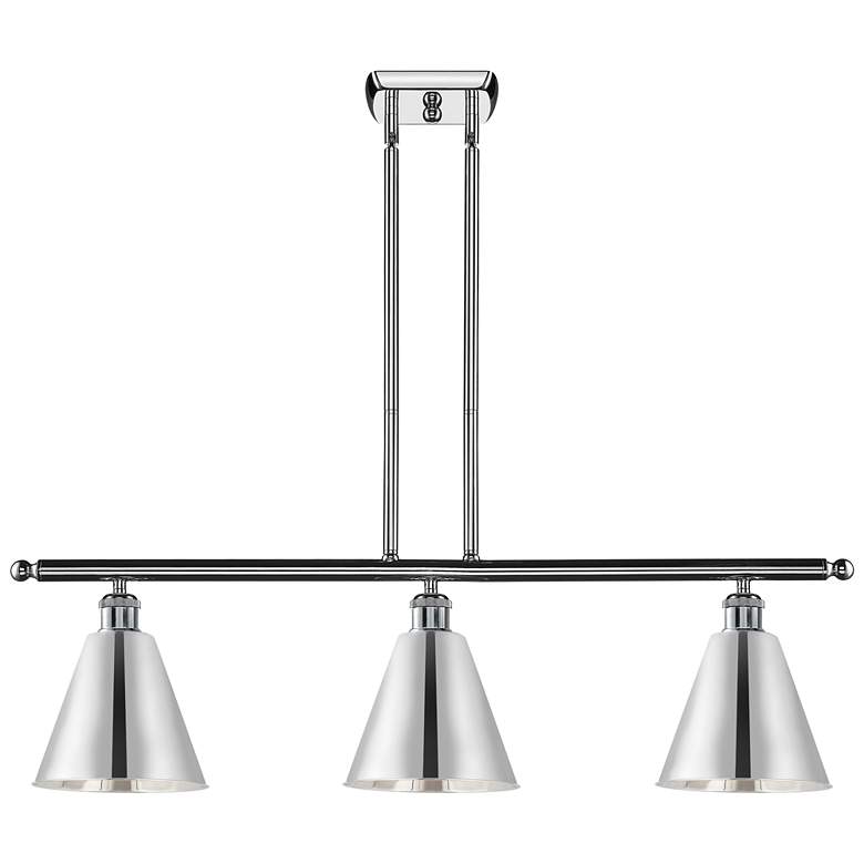 Image 1 Ballston Cone 36"W 3 Light Polished Chrome Stem LED Island Light