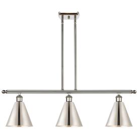Ballston Cone 36"W 3 Light Polished Nickel Stem Island Light Ballston Cone 36"W 3 Light Polished Nickel Stem Island Light