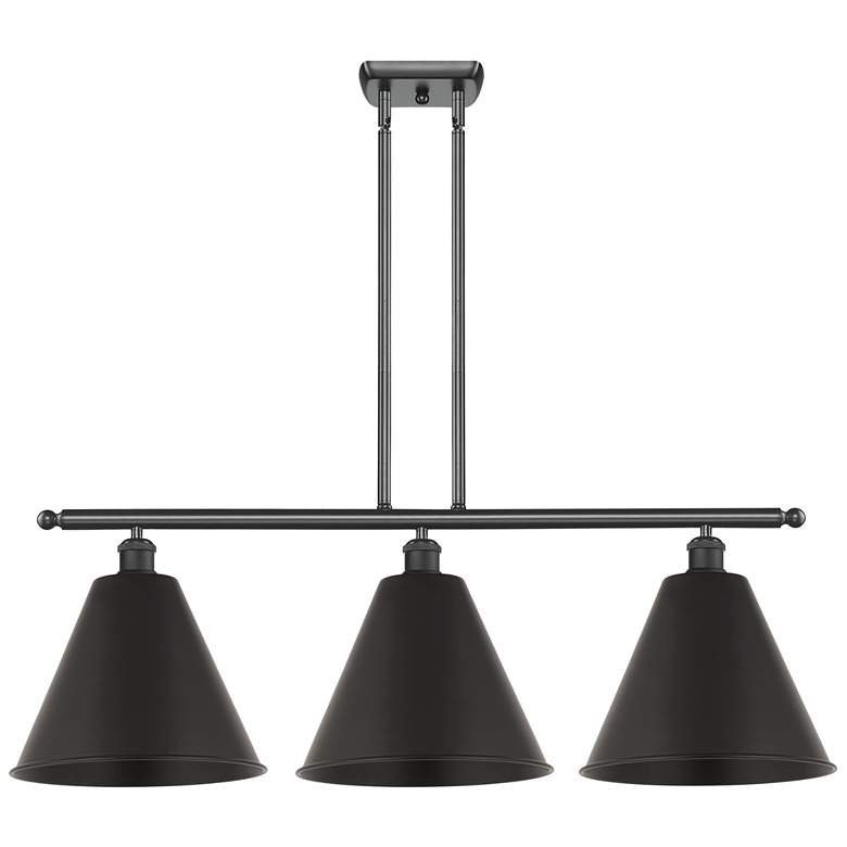 Image 1 Ballston Cone 38.5"W 3 Light Matte Black Stem LED Island Light
