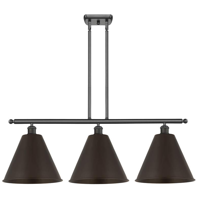 Image 1 Ballston Cone 38.5"W 3 Light Oil Rubbed Bronze Stem LED Island Light