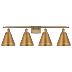 Ballston Cone 38"W 4 Light Brushed Brass Bath Light w/ Brushed Brass S