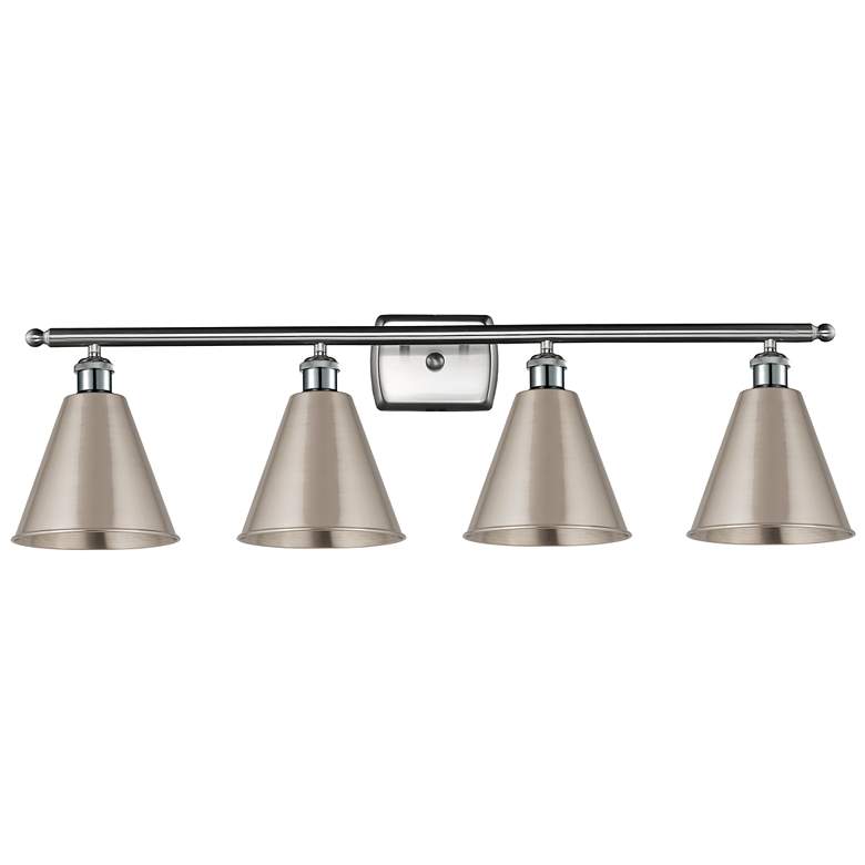 Image 1 Ballston Cone 38"W 4 Light Brushed Satin Nickel Bath Light