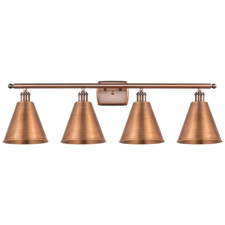 Image 1 Ballston Cone 38"W 4 Light Copper Bath Light With Copper Shade