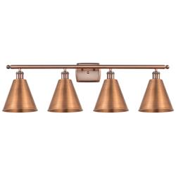 Ballston Cone 38&quot;W 4 Light Copper LED Bath Light With Copper Shade