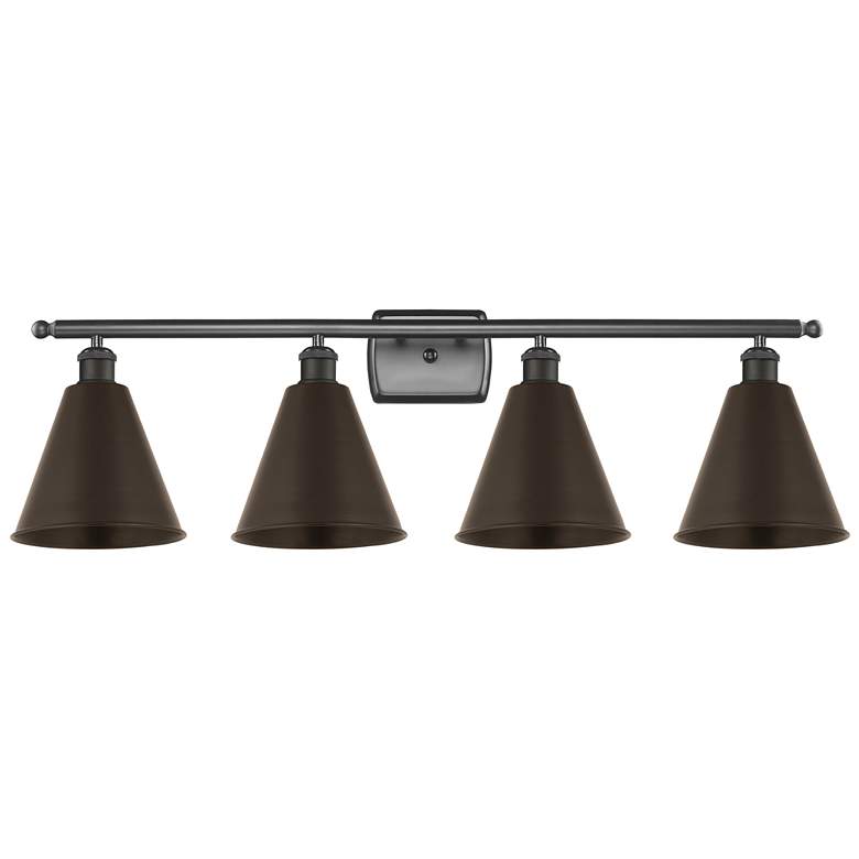 Image 1 Ballston Cone 38"W 4 Light Oil Rubbed Bronze Bath Light
