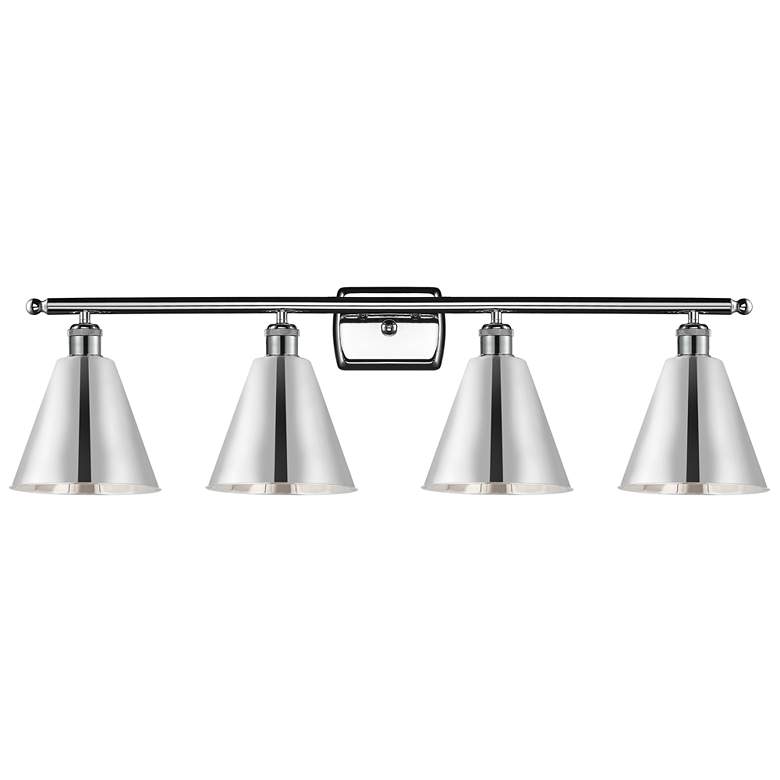 Image 1 Ballston Cone 38"W 4 Light Polished Chrome Bath Light
