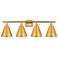 Ballston Cone 38"W 4 Light Satin Gold Bath Light With Satin Gold Shade