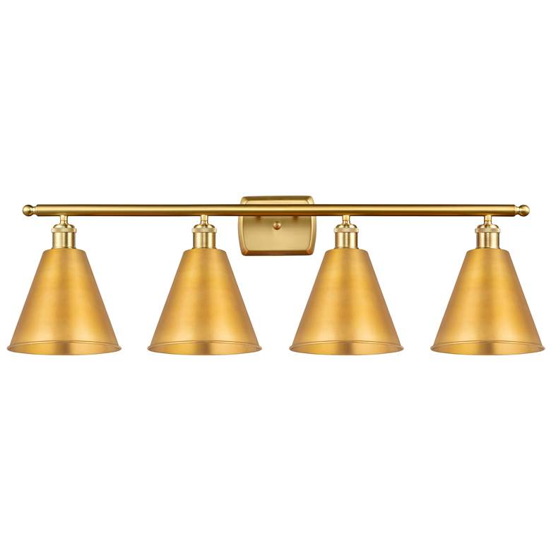 Image 1 Ballston Cone 38"W 4 Light Satin Gold LED Bath Light