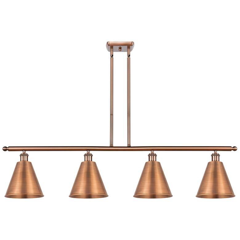 Image 1 Ballston Cone 48"W 4 Light Copper Stem LED Island Light w/ Copper Shad