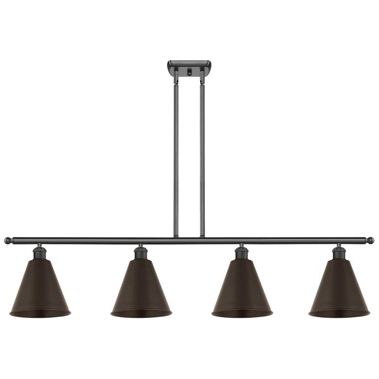 Image 1 Ballston Cone 48"W 4 Light Oil Rubbed Bronze Stem LED Island Light