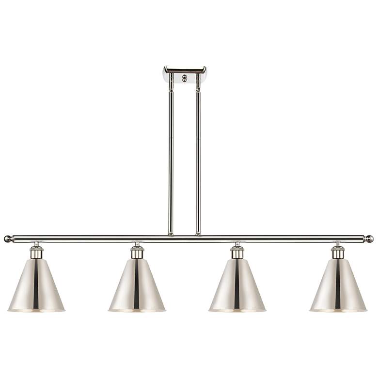 Image 1 Ballston Cone 48"W 4 Light Polished Nickel Stem Island Light