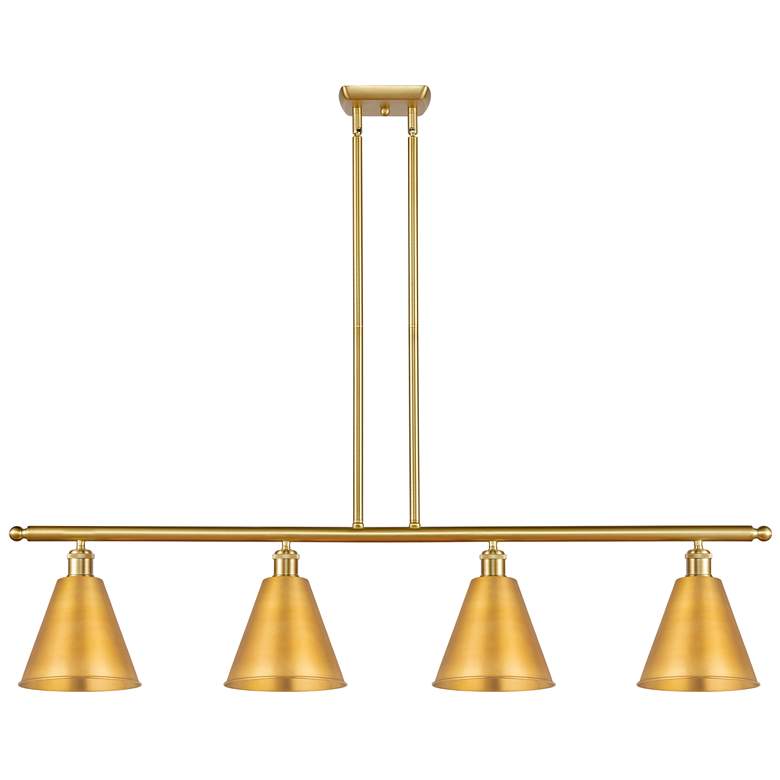 Image 1 Ballston Cone 48"W 4 Light Satin Gold Stem LED Island Light