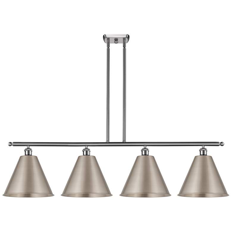 Image 1 Ballston Cone 50.25"W 4 Light Brushed Satin Nickel Stem Island Light