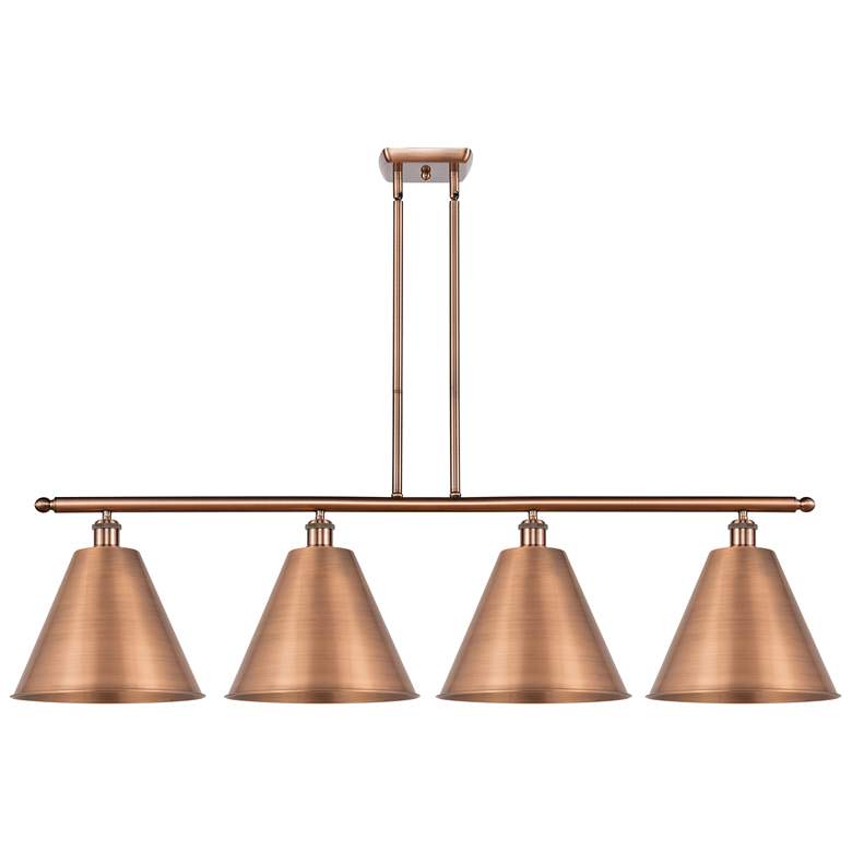 Image 1 Ballston Cone 50.25"W 4 Light Copper Stem LED Island Light w/ Copper S
