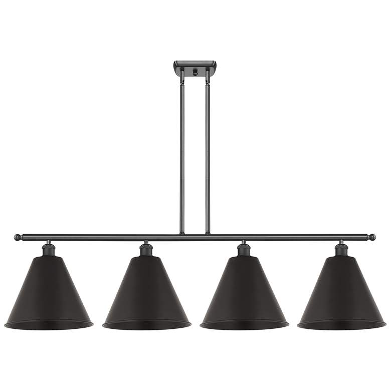 Image 1 Ballston Cone 50.25"W 4 Light Matte Black Stem LED Island Light