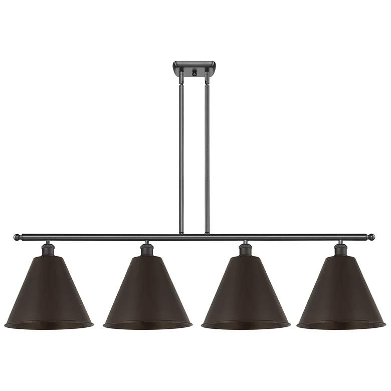 Image 1 Ballston Cone 50.25"W 4 Light Oil Rubbed Bronze Stem LED Island Light