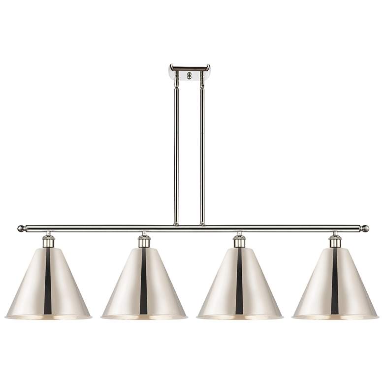 Image 1 Ballston Cone 50.25"W 4 Light Polished Nickel Stem Island Light