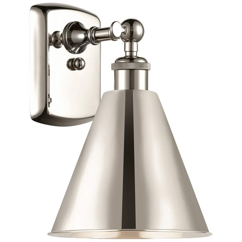 Image 1 Ballston Cone 8" Incandescent Sconce - Nickel Finish - Nickel Shade