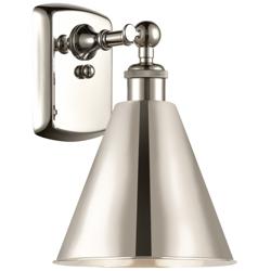 Ballston Cone 8" LED Sconce - Nickel Finish - Nickel Shade