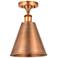 Ballston Cone  8" LED Semi-Flush Mount - Antique Copper - Antique Copp