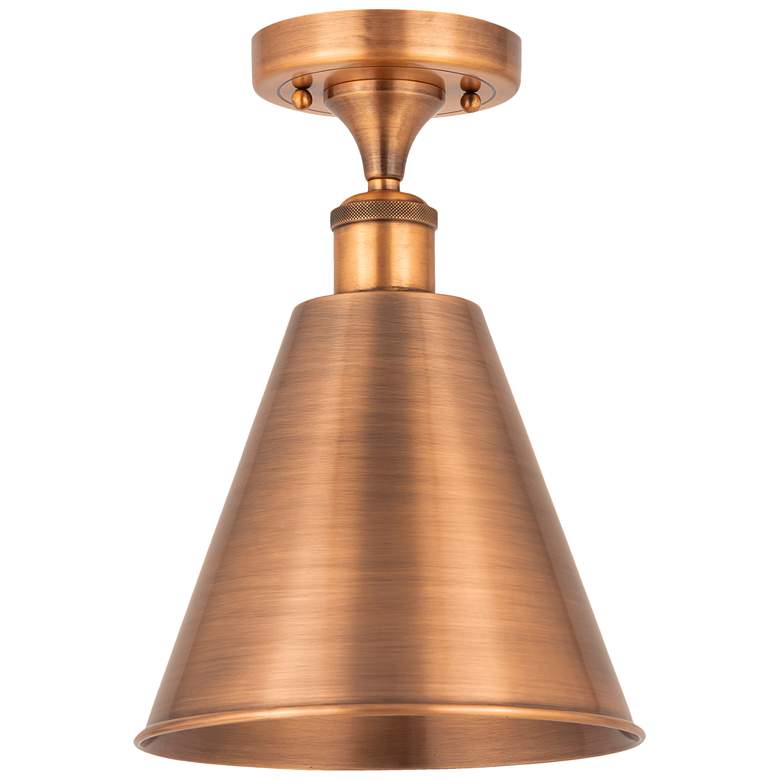 Image 1 Ballston Cone 8" LED Semi-Flush Mount - Antique Copper - Antique Copp