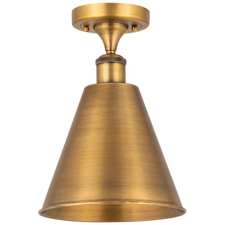 Image 1 Ballston Cone 8" LED Semi-Flush Mount - Brushed Brass - Brushed Brass