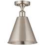 1_Ballston Cone 8" LED Semi-Flush Mount - Satin Nickel - Satin Nickel