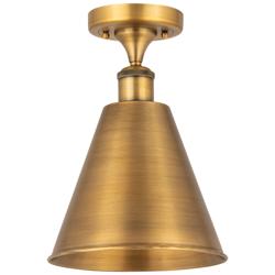 Ballston Cone  8" Semi-Flush Mount - Brushed Brass - Brushed Brass Sha
