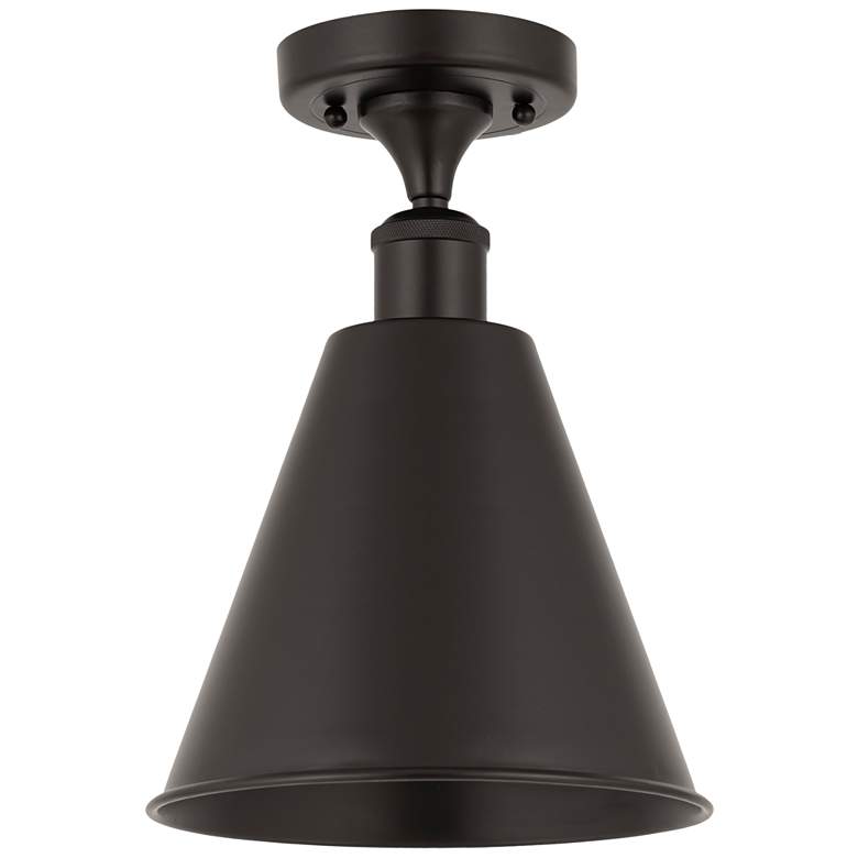 Image 1 Ballston Cone 8" Semi-Flush Mount - Matte Black - Matte Black Shade