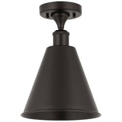 Ballston Cone  8" Semi-Flush Mount - Matte Black - Matte Black Shade