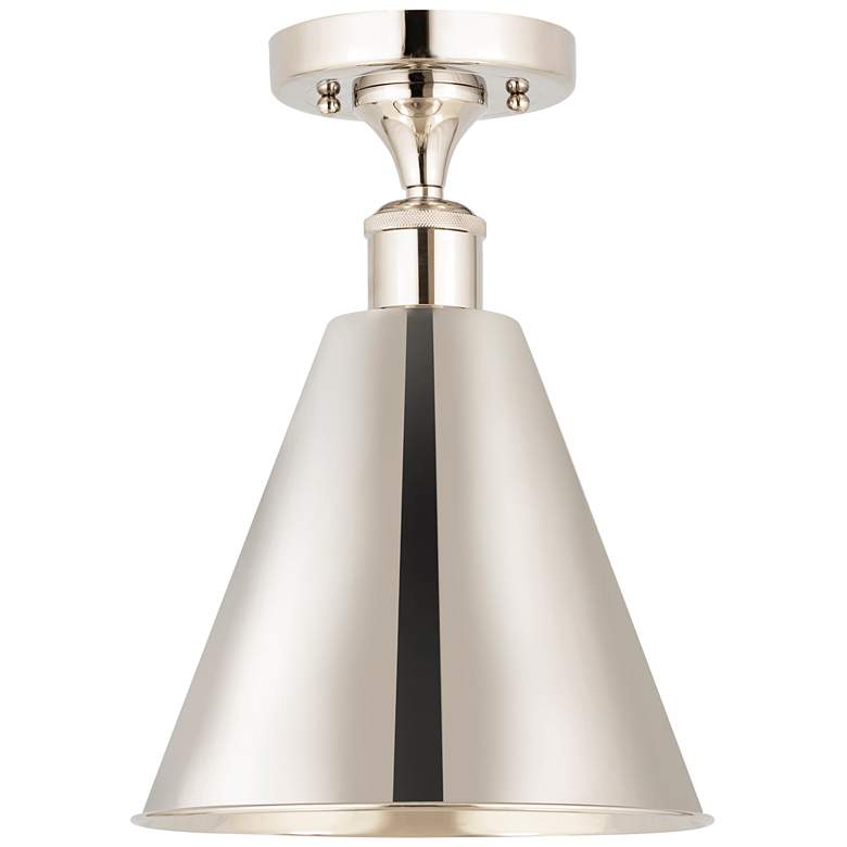Image 1 Ballston Cone  8" Semi-Flush Mount - Polished Nickel - Polished Nickel