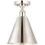 Ballston Cone  8" Semi-Flush Mount - Polished Nickel - Polished Nickel