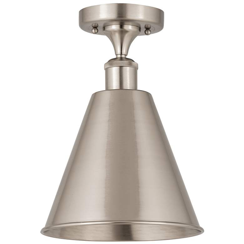 Image 1 Ballston Cone 8" Semi-Flush Mount - Satin Nickel - Satin Nickel