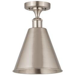Ballston Cone  8" Semi-Flush Mount - Satin Nickel - Satin Nickel