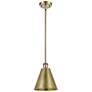 Ballston Cone 8" Wide Antique Brass Pendant With Antique Brass Shade