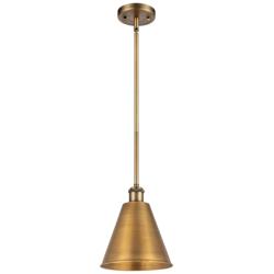 Ballston Cone 8" Wide Brushed Brass Pendant With Brushed Brass Shade