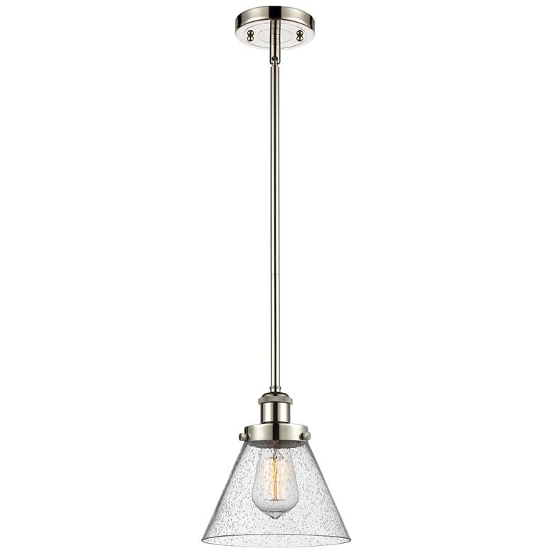 Image 1 Ballston Cone 8" Wide Polished Nickel Mini Pendant