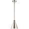 Ballston Cone 8" Wide Polished Nickel Pendant With Polished Nickel Sha