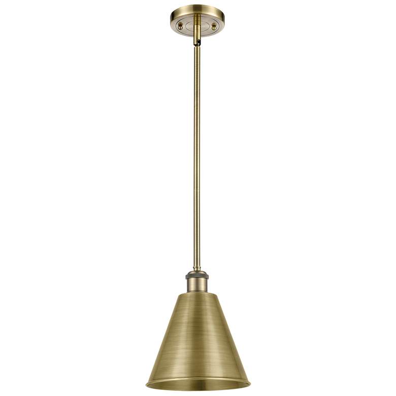 Image 1 Ballston Cone 8"W Antique Brass LED Pendant With Antique Brass Shade