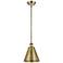 Ballston Cone 8"W Antique Brass LED Pendant With Antique Brass Shade