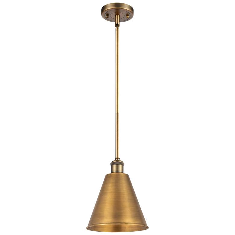 Image 1 Ballston Cone 8 inchW Brushed Brass LED Pendant With Brushed Brass Shade